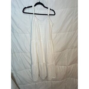 KNOX ROSE White Tiered Midi Dress Spaghetti Straps Cotton Blend Women's M